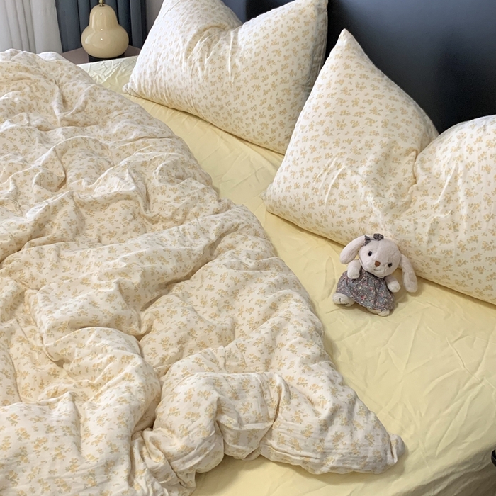 91家纺网 家纺一手货源 找家纺 源启生活 2025新款A类全棉双层纱四件套 小美满