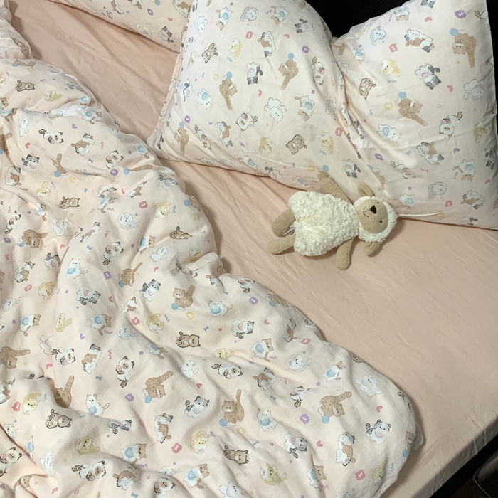 源启生活 2025新款A类全棉双层纱四件套 小奶猫