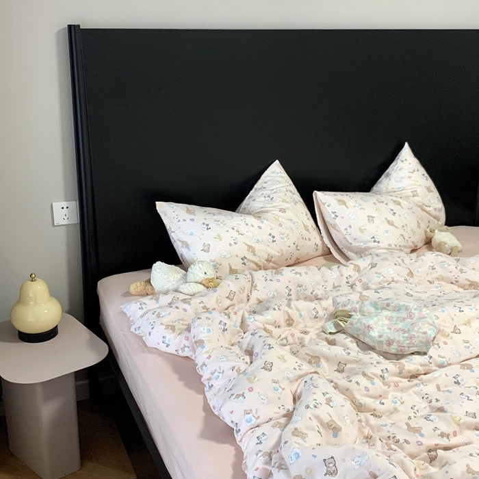 91家纺网 家纺一手货源 找家纺 源启生活 2025新款A类全棉双层纱四件套 小奶猫