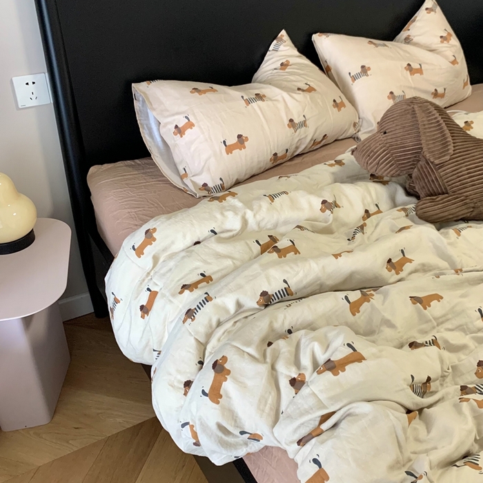 91家纺网 家纺一手货源 找家纺 源启生活 2025新款A类全棉双层纱四件套 修修狗