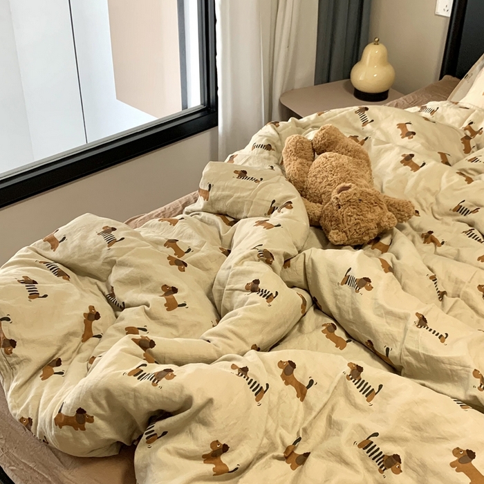 91家纺网 家纺一手货源 找家纺 源启生活 2025新款A类全棉双层纱四件套 修修狗