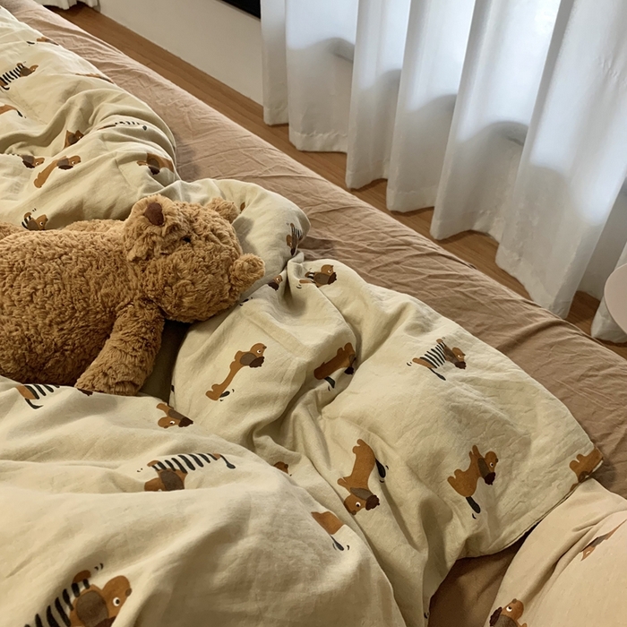 91家纺网 家纺一手货源 找家纺 源启生活 2025新款A类全棉双层纱四件套 修修狗