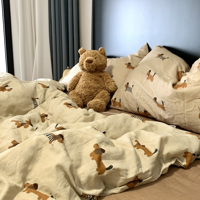 91家纺网 家纺一手货源 找家纺 源启生活 2025新款A类全棉双层纱四件套 修修狗