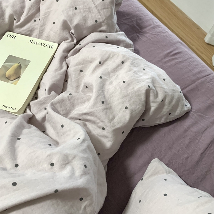 91家纺网 家纺一手货源 找家纺 源启生活 2025新款A类全棉双层纱四件套 芋泥啵啵