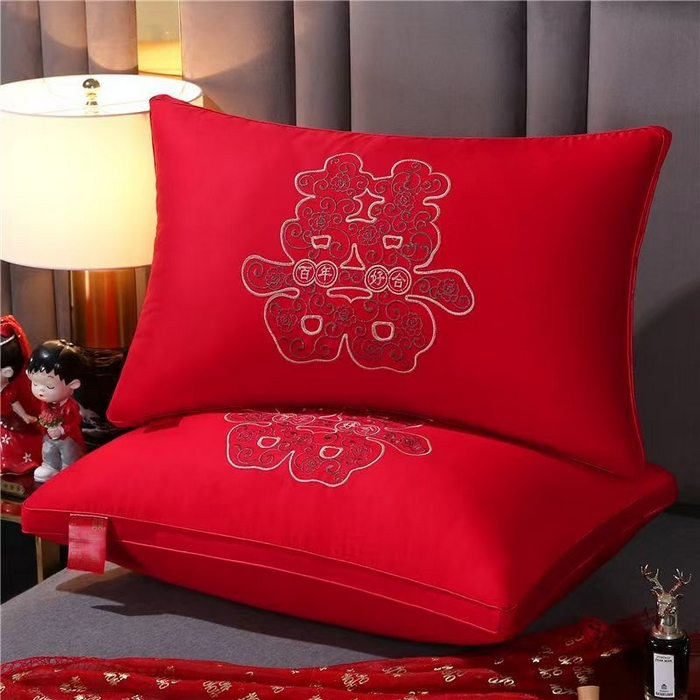 浩情国际婚庆供货中心 2026新款通用全棉婚庆枕芯方垫芯系列 百年好合枕芯(全棉）