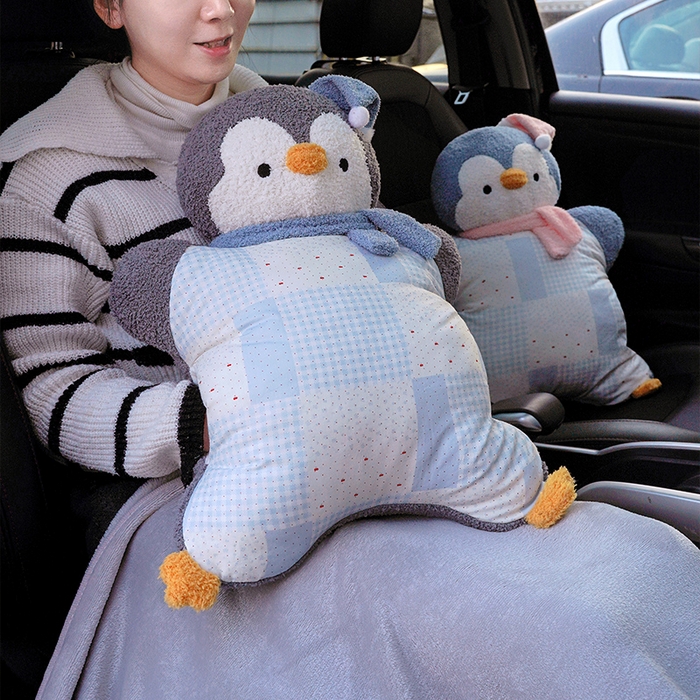 91家纺网 家纺一手货源 找家纺 仟亿莱 2025新款ins企鹅豆袋三用玩偶抱枕 三用蓝色企鹅-2