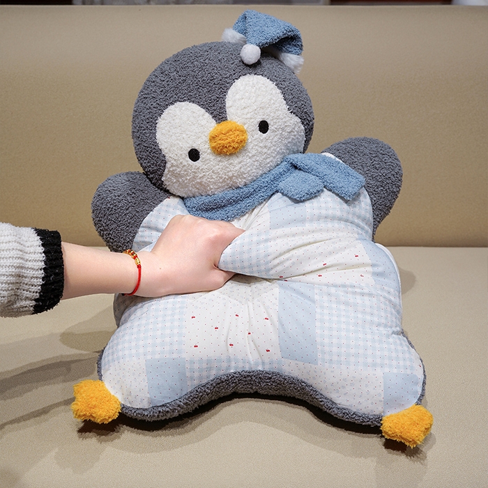 91家纺网 家纺一手货源 找家纺 仟亿莱 2025新款ins企鹅豆袋三用玩偶抱枕 三用灰色企鹅-2