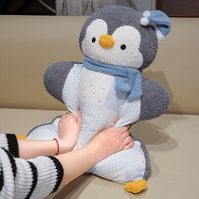 91家纺网 家纺一手货源 找家纺 仟亿莱 2025新款ins企鹅豆袋三用玩偶抱枕 三用灰色企鹅-1