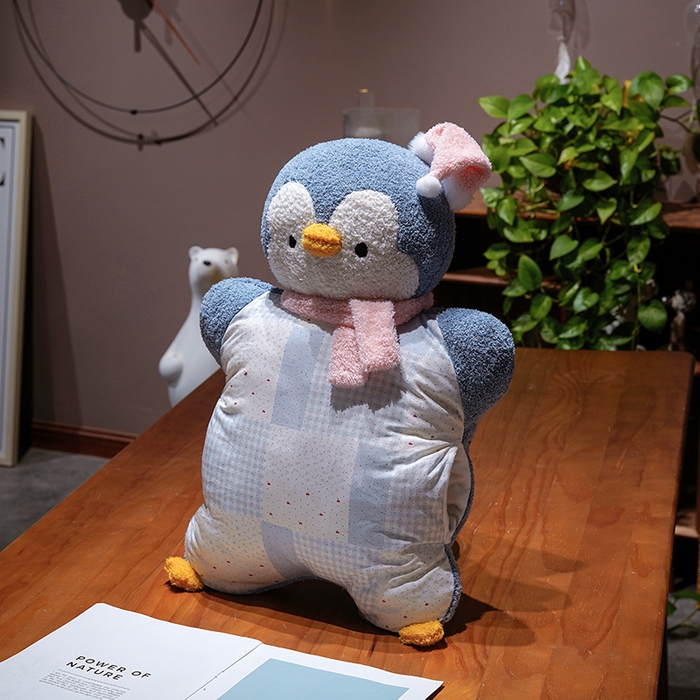 仟亿莱 2025新款ins企鹅豆袋三用玩偶抱枕 三用蓝色企鹅-1