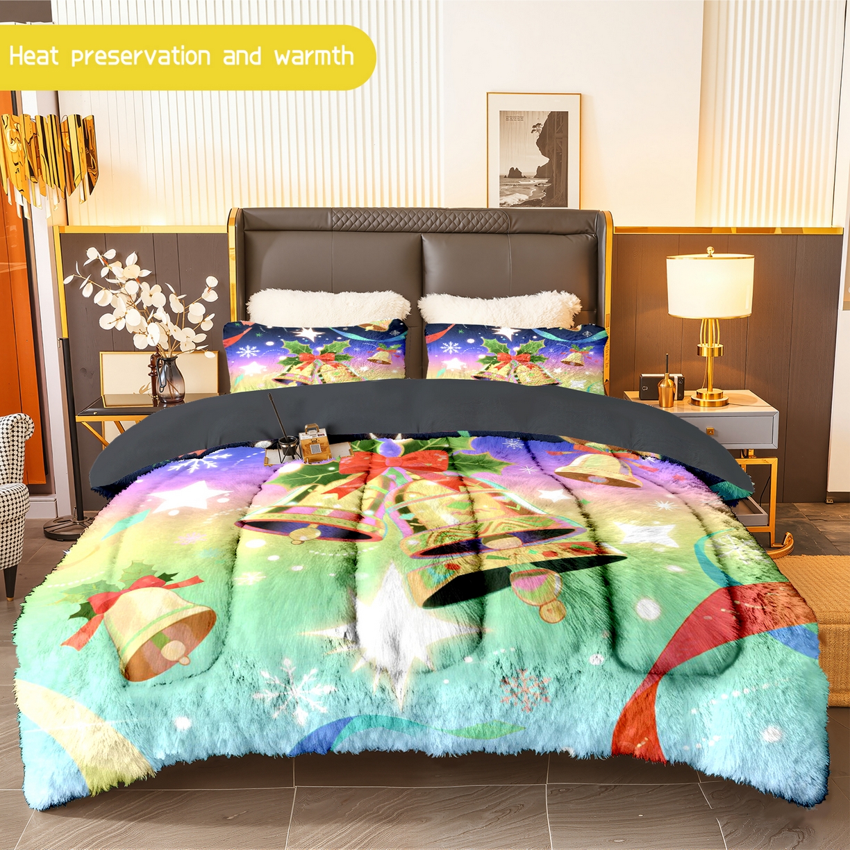 91家纺网 家纺一手货源 找家纺 一件定制pod模式jit跨境180G牛奶绒被子三件套一件代发shein亚马逊速卖通24小时内发货-圣诞系列