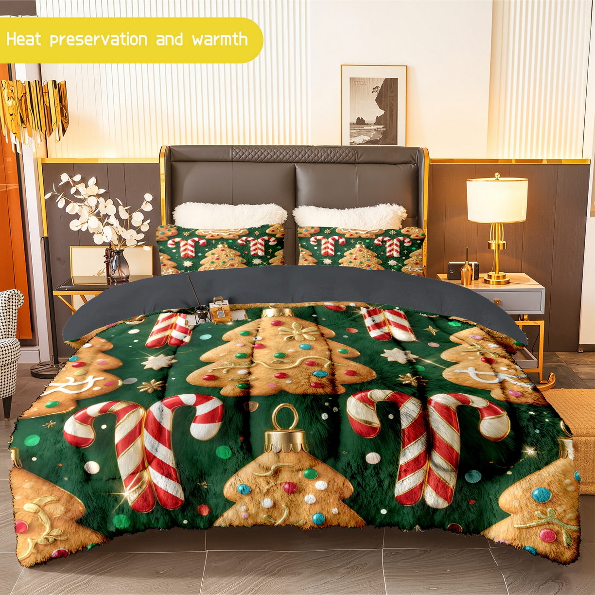 91家纺网 家纺一手货源 找家纺 一件定制pod模式jit跨境180G牛奶绒被子三件套一件代发shein亚马逊速卖通24小时内发货-圣诞系列