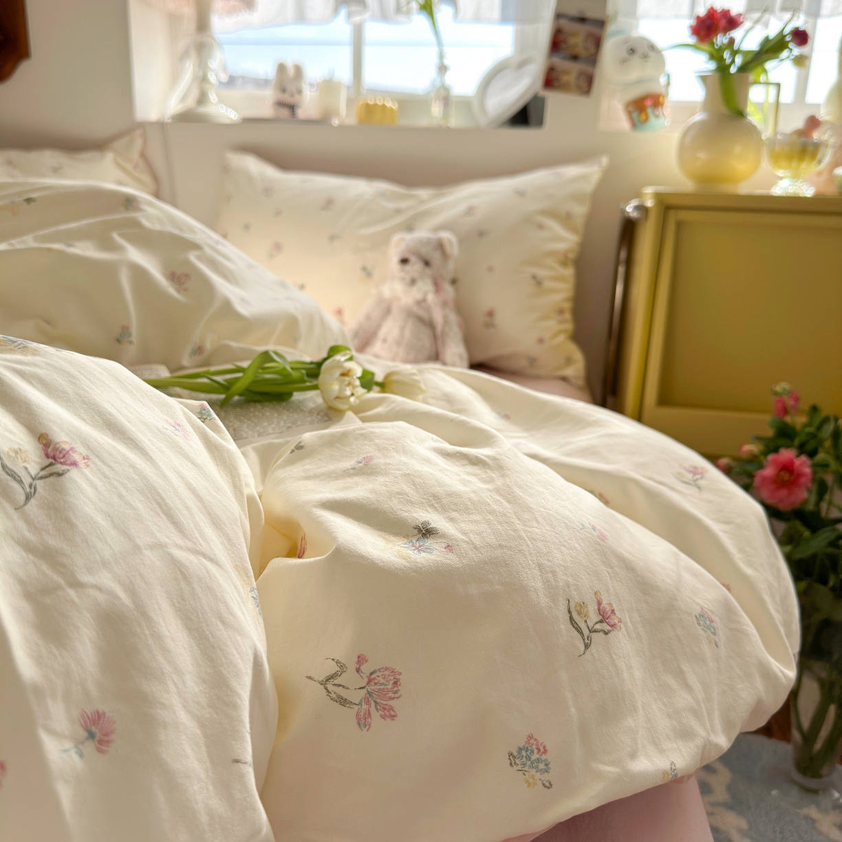 91家纺网 家纺一手货源 找家纺 （总）金梦拉家纺 2026新款春夏古法水洗仿棉砂洗云小棉小布袋四件套