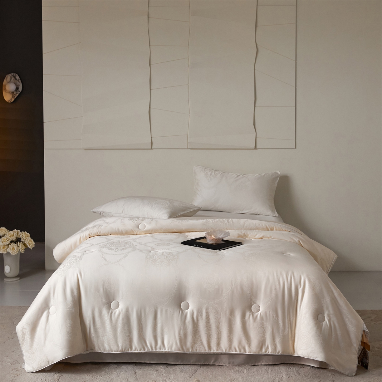 91家纺网 家纺一手货源 找家纺 （总）头等舱 2025新款天棉缎大提花55莱赛尔大豆7A抗菌秋冬被(空境图）