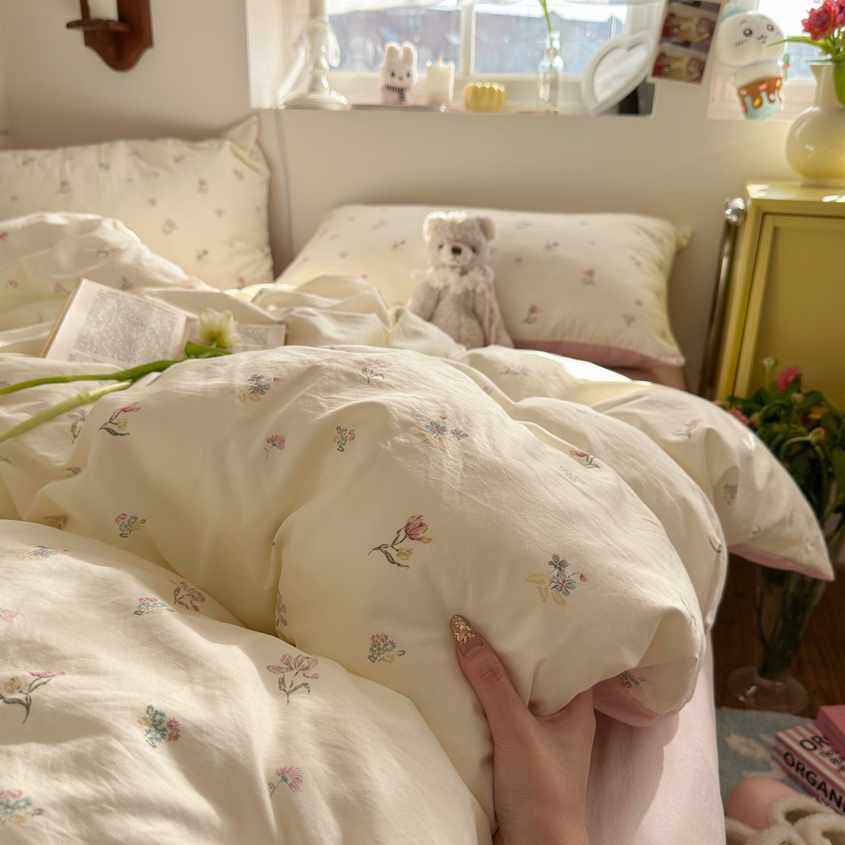 91家纺网 家纺一手货源 找家纺 （总）金梦拉家纺 2026新款春夏古法水洗仿棉砂洗云小棉小布袋四件套