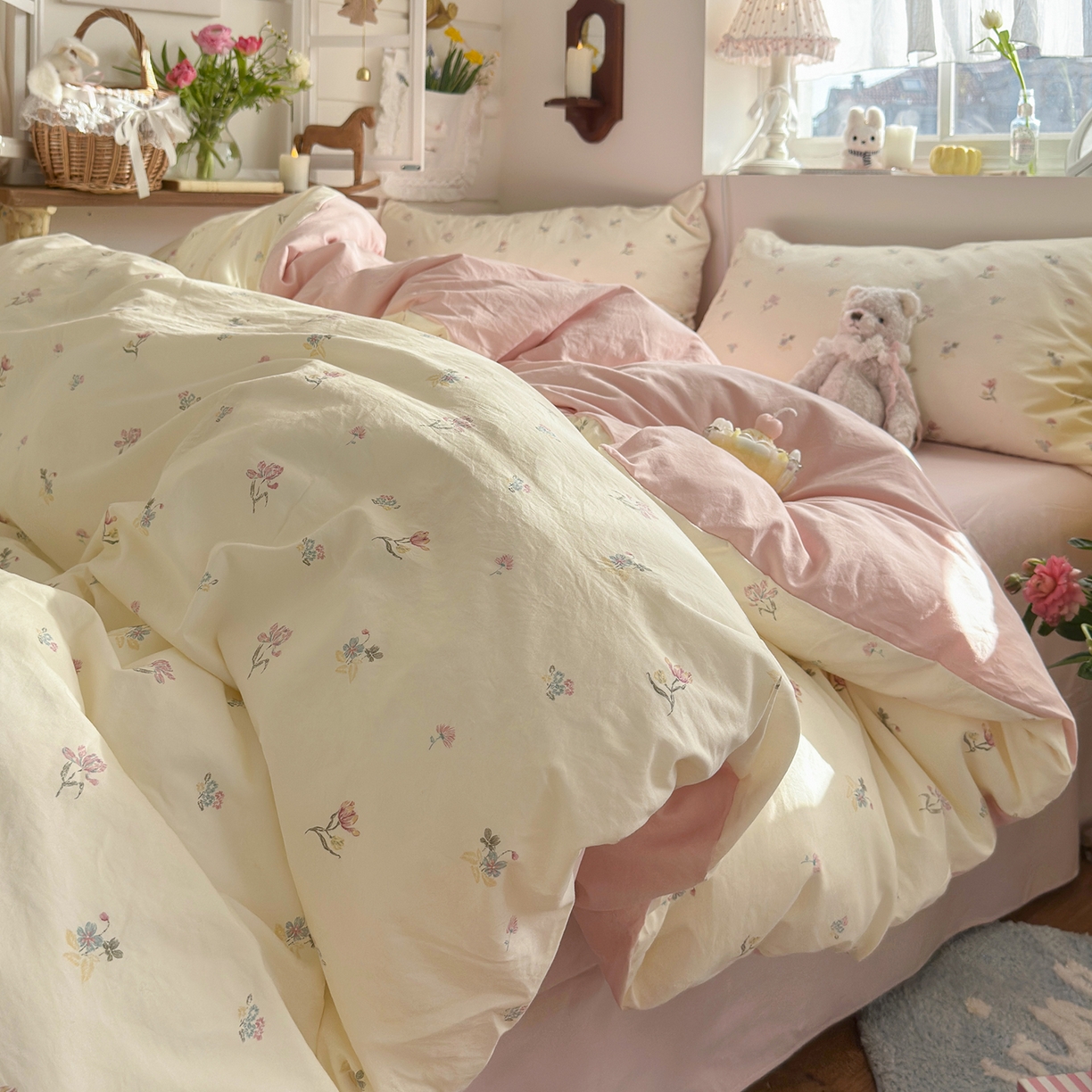 91家纺网 家纺一手货源 找家纺 （总）金梦拉家纺 2026新款春夏古法水洗仿棉砂洗云小棉小布袋四件套