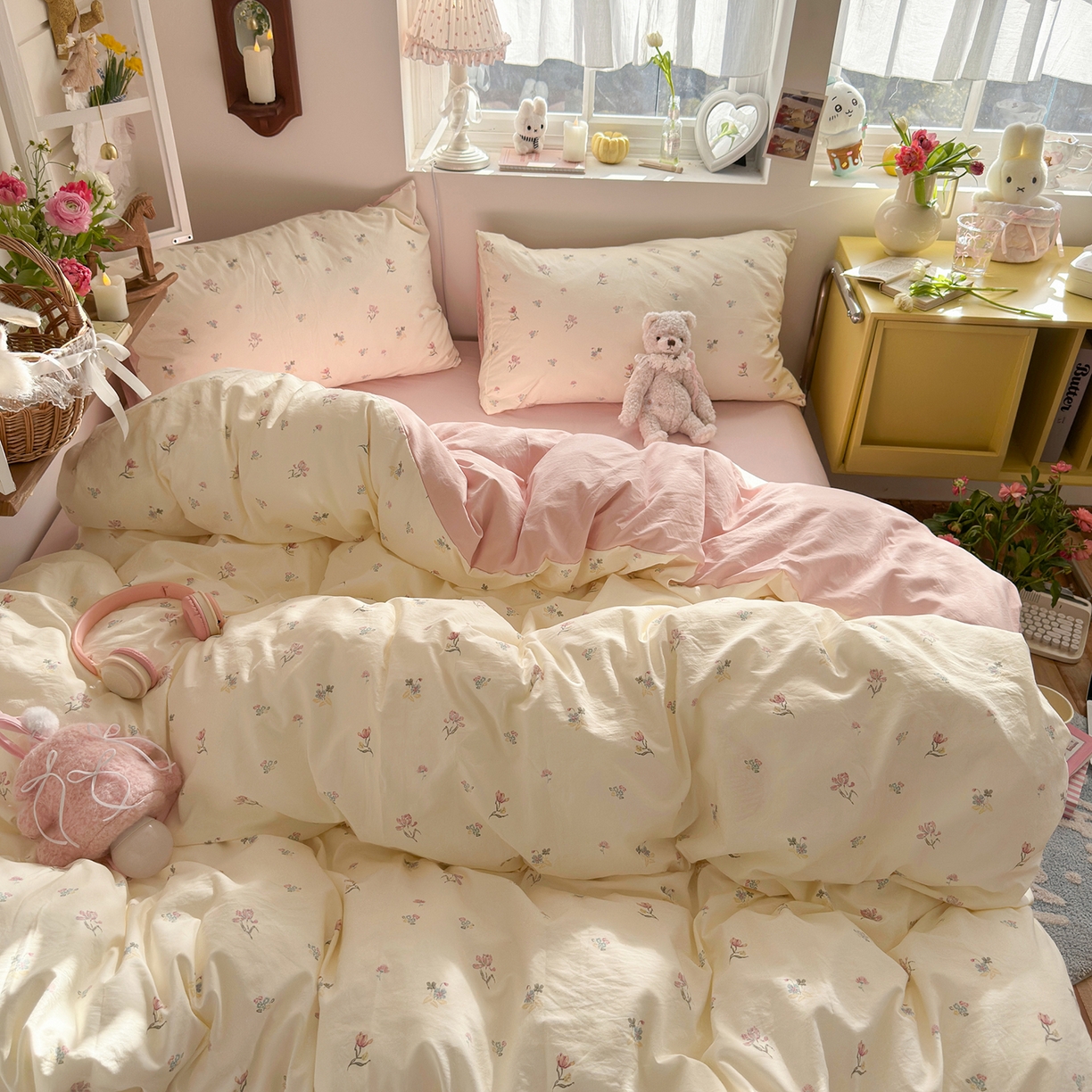 91家纺网 家纺一手货源 找家纺 （总）金梦拉家纺 2026新款春夏古法水洗仿棉砂洗云小棉小布袋四件套