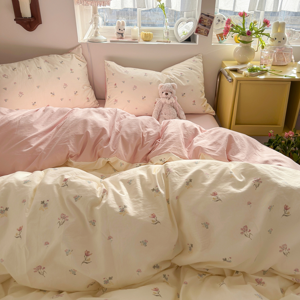 91家纺网 家纺一手货源 找家纺 （总）金梦拉家纺 2026新款春夏古法水洗仿棉砂洗云小棉小布袋四件套