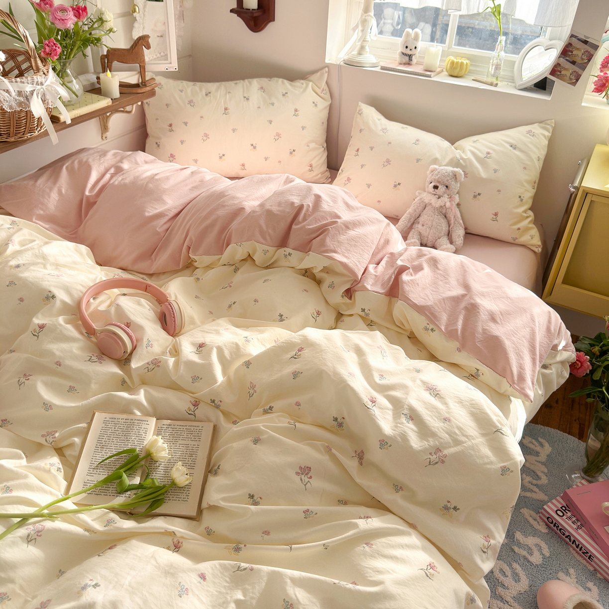 91家纺网 家纺一手货源 找家纺 （总）金梦拉家纺 2026新款春夏古法水洗仿棉砂洗云小棉小布袋四件套