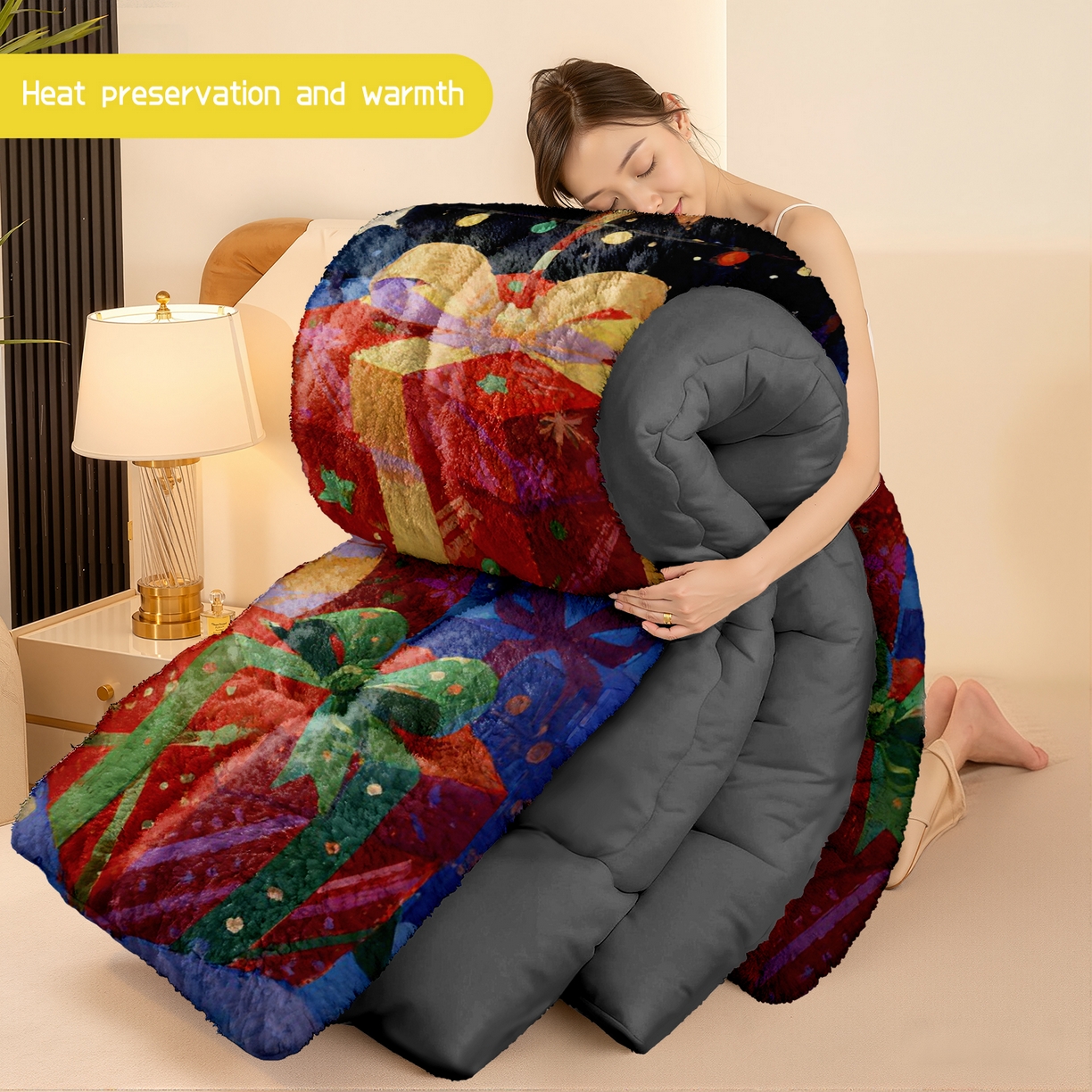 91家纺网 家纺一手货源 找家纺 一件定制pod模式jit跨境180G牛奶绒被子三件套一件代发shein亚马逊速卖通24小时内发货-圣诞系列