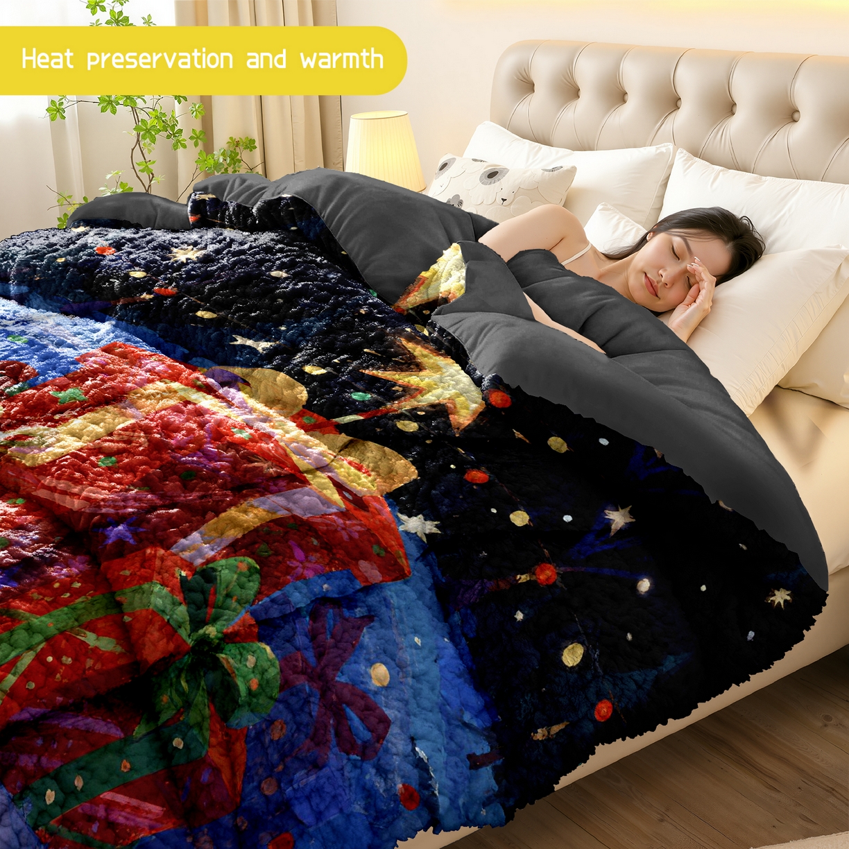 91家纺网 家纺一手货源 找家纺 一件定制pod模式jit跨境180G牛奶绒被子三件套一件代发shein亚马逊速卖通24小时内发货-圣诞系列