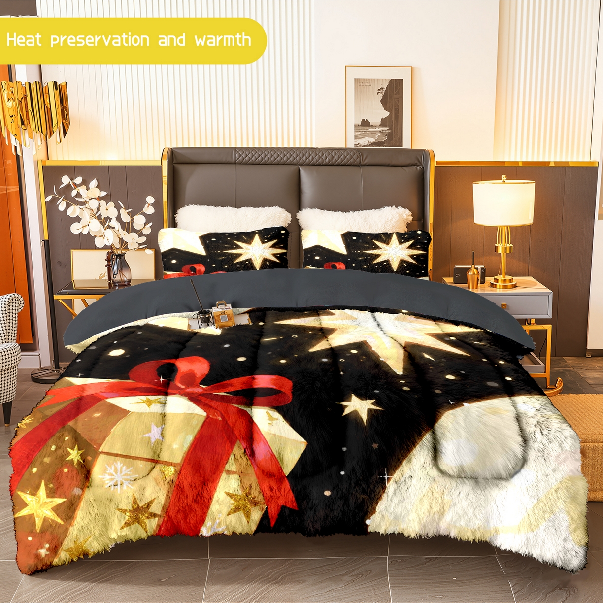 91家纺网 家纺一手货源 找家纺 一件定制pod模式jit跨境180G牛奶绒被子三件套一件代发shein亚马逊速卖通24小时内发货-圣诞系列