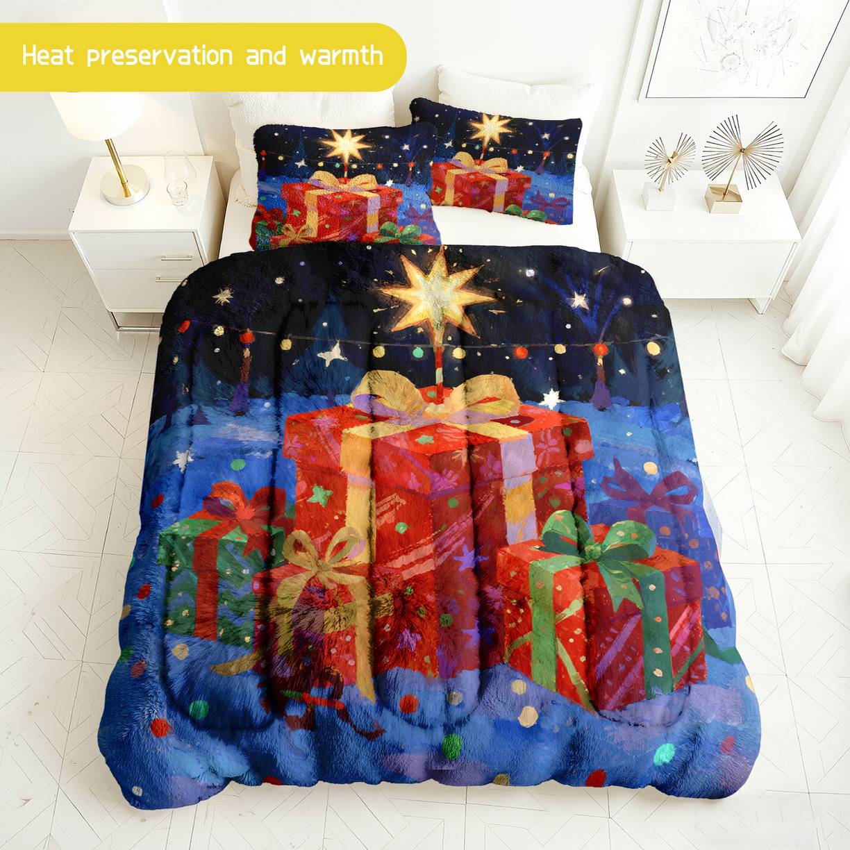 91家纺网 家纺一手货源 找家纺 一件定制pod模式jit跨境180G牛奶绒被子三件套一件代发shein亚马逊速卖通24小时内发货-圣诞系列