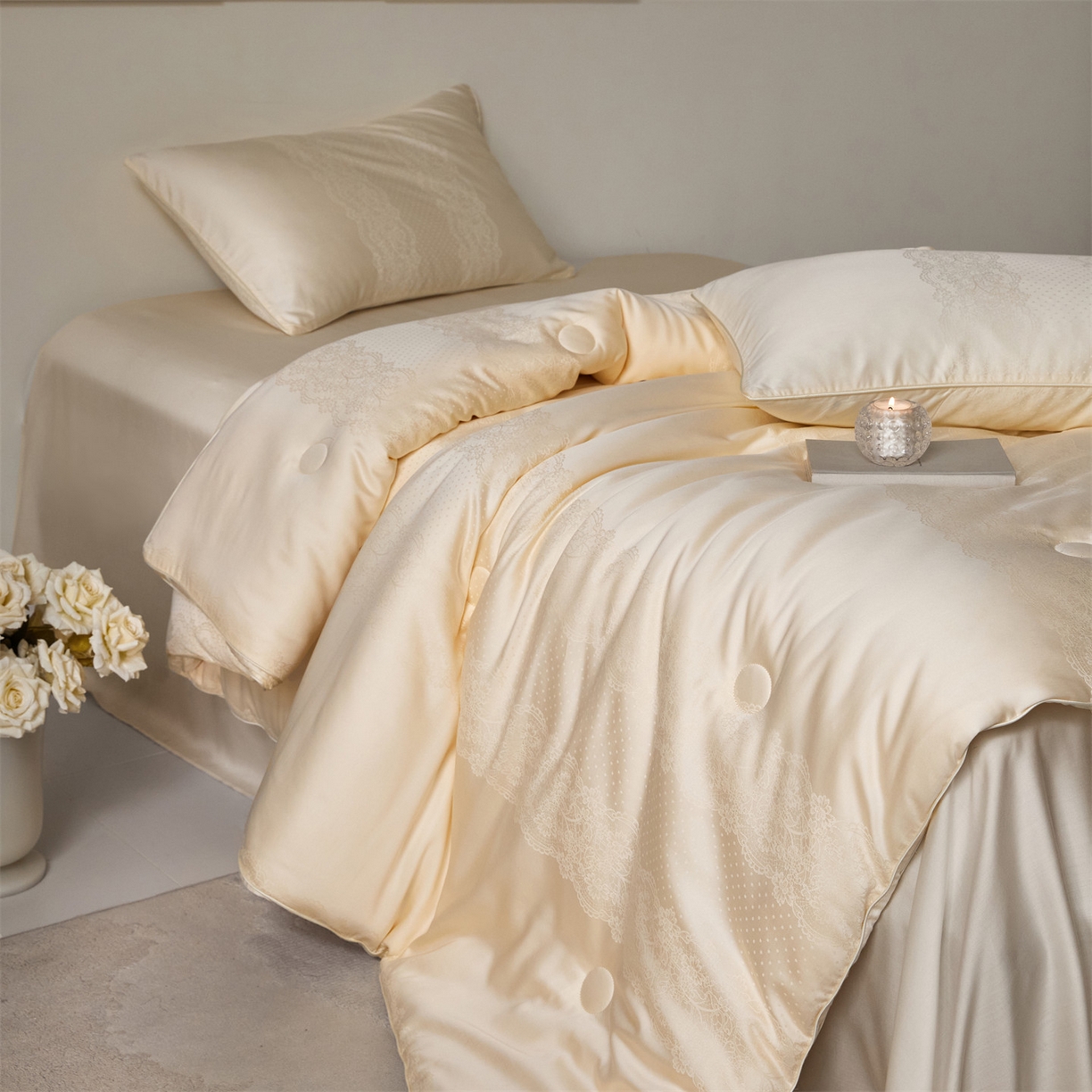 91家纺网 家纺一手货源 找家纺 （总）头等舱 2025新款天棉缎大提花55莱赛尔大豆7A抗菌秋冬被(空境图）