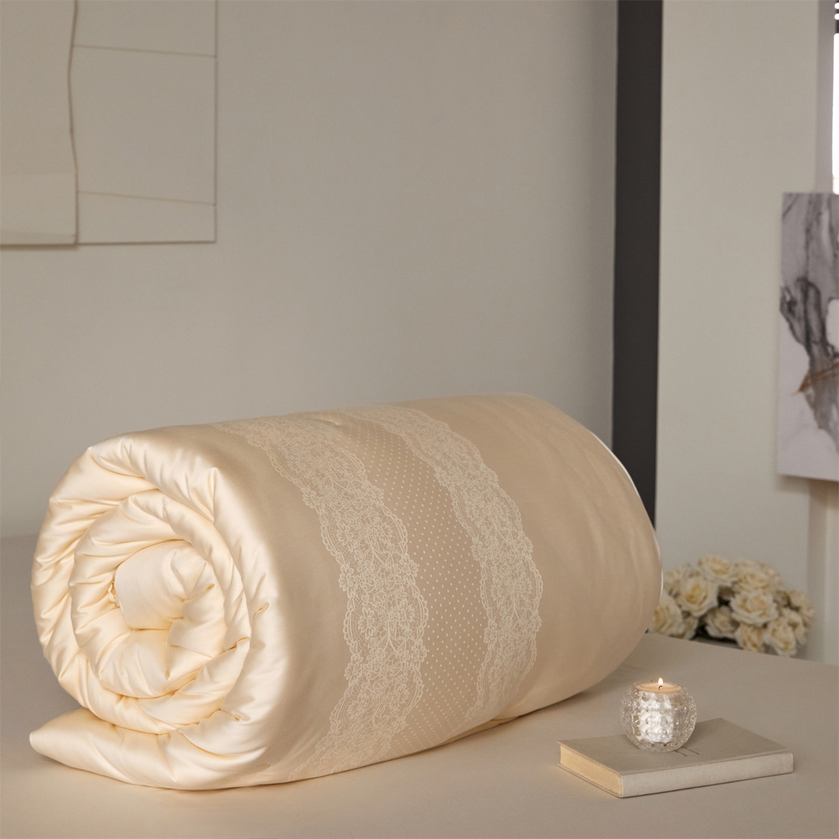 91家纺网 家纺一手货源 找家纺 （总）头等舱 2025新款天棉缎大提花55莱赛尔大豆7A抗菌秋冬被(空境图）