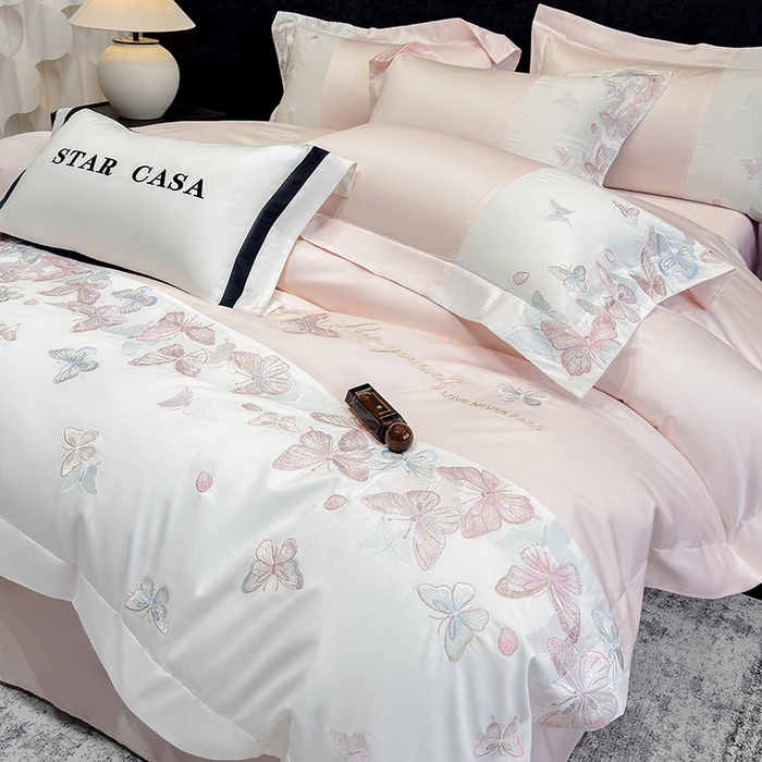 91家纺网 家纺一手货源 找家纺 （总）星蕴家纺 2026新款贡缎长绒棉四件套-悦蝶（最低控价券后278元！）