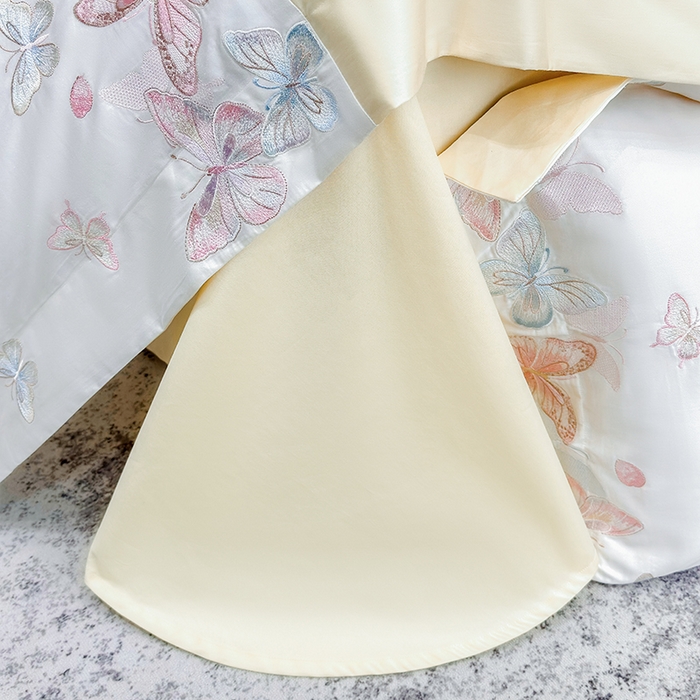 91家纺网 家纺一手货源 找家纺 星蕴家纺 2026新款贡缎长绒棉四件套-悦蝶（最低控价券后278元！） 悦蝶-奶油黄