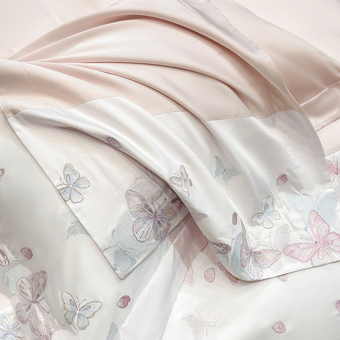 91家纺网 家纺一手货源 找家纺 星蕴家纺 2026新款贡缎长绒棉四件套-悦蝶（最低控价券后278元！） 悦蝶-浪漫粉