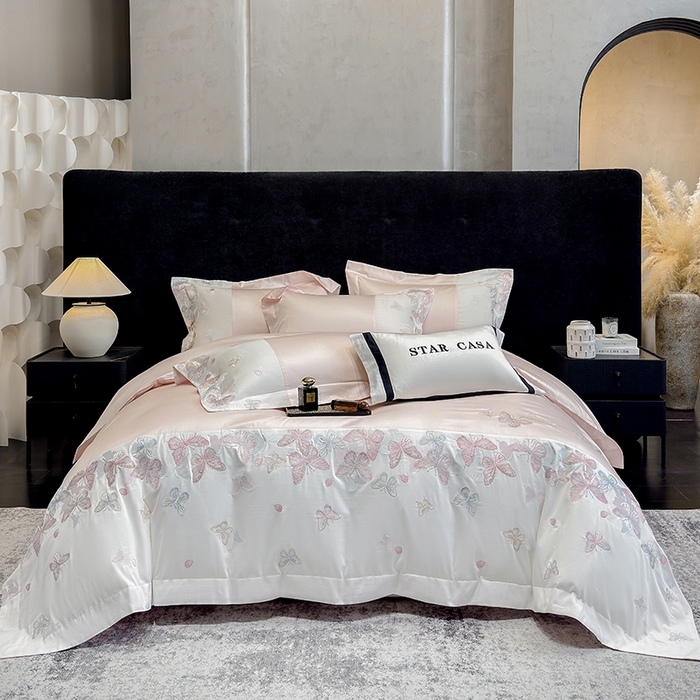 星蕴家纺 2026新款贡缎长绒棉四件套-悦蝶（最低控价券后278元！） 悦蝶-浪漫粉
