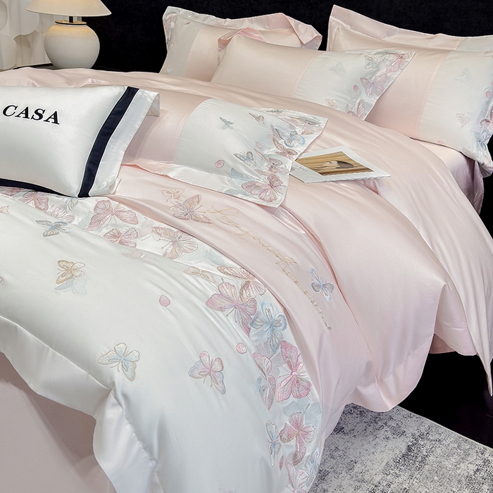 91家纺网 家纺一手货源 找家纺 （总）星蕴家纺 2026新款贡缎长绒棉四件套-悦蝶（最低控价券后278元！）