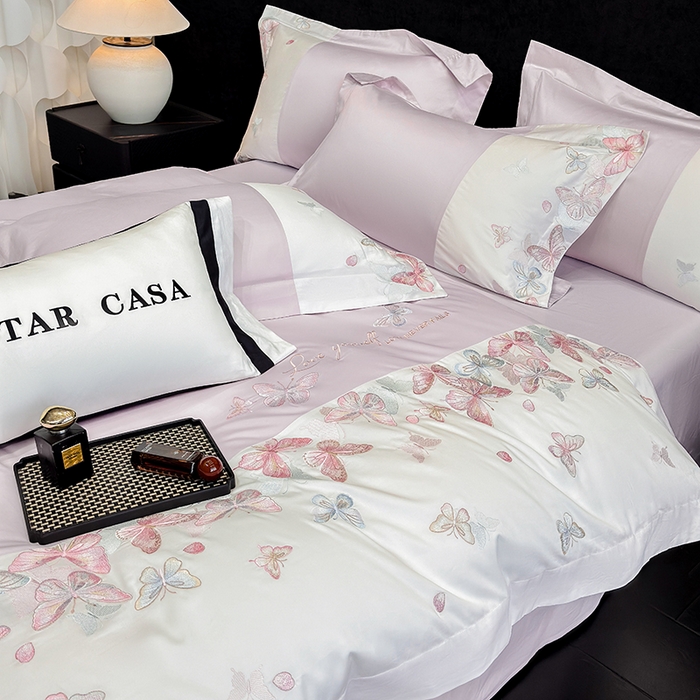 91家纺网 家纺一手货源 找家纺 星蕴家纺 2026新款贡缎长绒棉四件套-悦蝶（最低控价券后278元！） 悦蝶-优雅紫