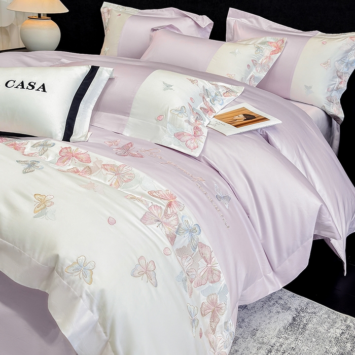 91家纺网 家纺一手货源 找家纺 星蕴家纺 2026新款贡缎长绒棉四件套-悦蝶（最低控价券后278元！） 悦蝶-优雅紫