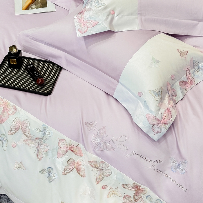 91家纺网 家纺一手货源 找家纺 星蕴家纺 2026新款贡缎长绒棉四件套-悦蝶（最低控价券后278元！） 悦蝶-优雅紫