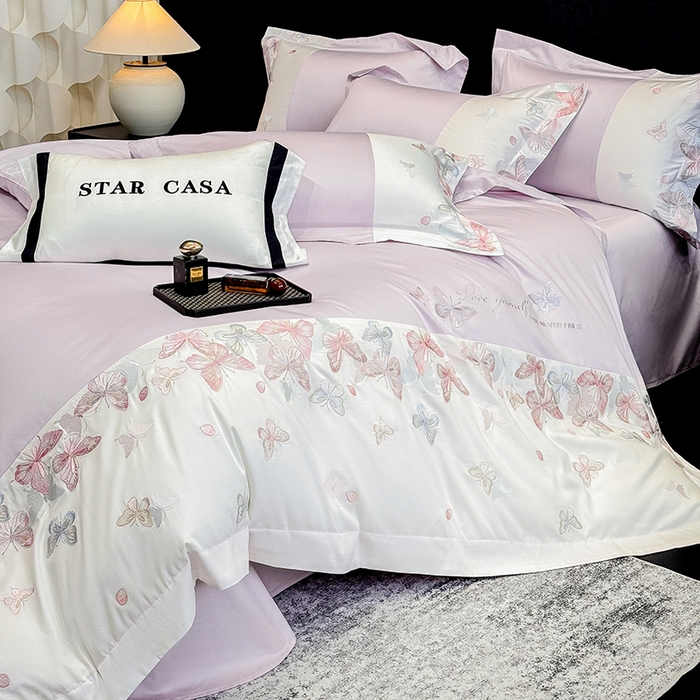 91家纺网 家纺一手货源 找家纺 星蕴家纺 2026新款贡缎长绒棉四件套-悦蝶（最低控价券后278元！） 悦蝶-优雅紫