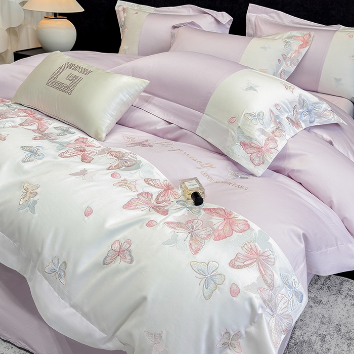 91家纺网 家纺一手货源 找家纺 星蕴家纺 2026新款贡缎长绒棉四件套-悦蝶（最低控价券后278元！） 悦蝶-优雅紫