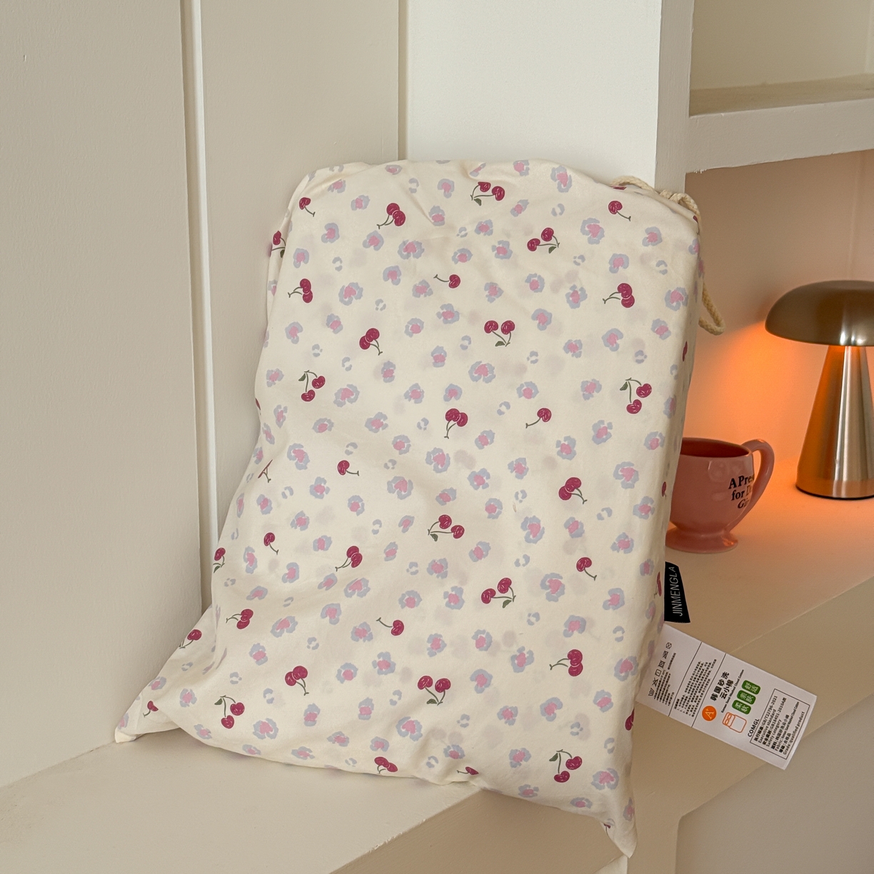 金梦拉家纺 2026新款春夏古法水洗仿棉砂洗云小棉小布袋四件套 点点樱桃