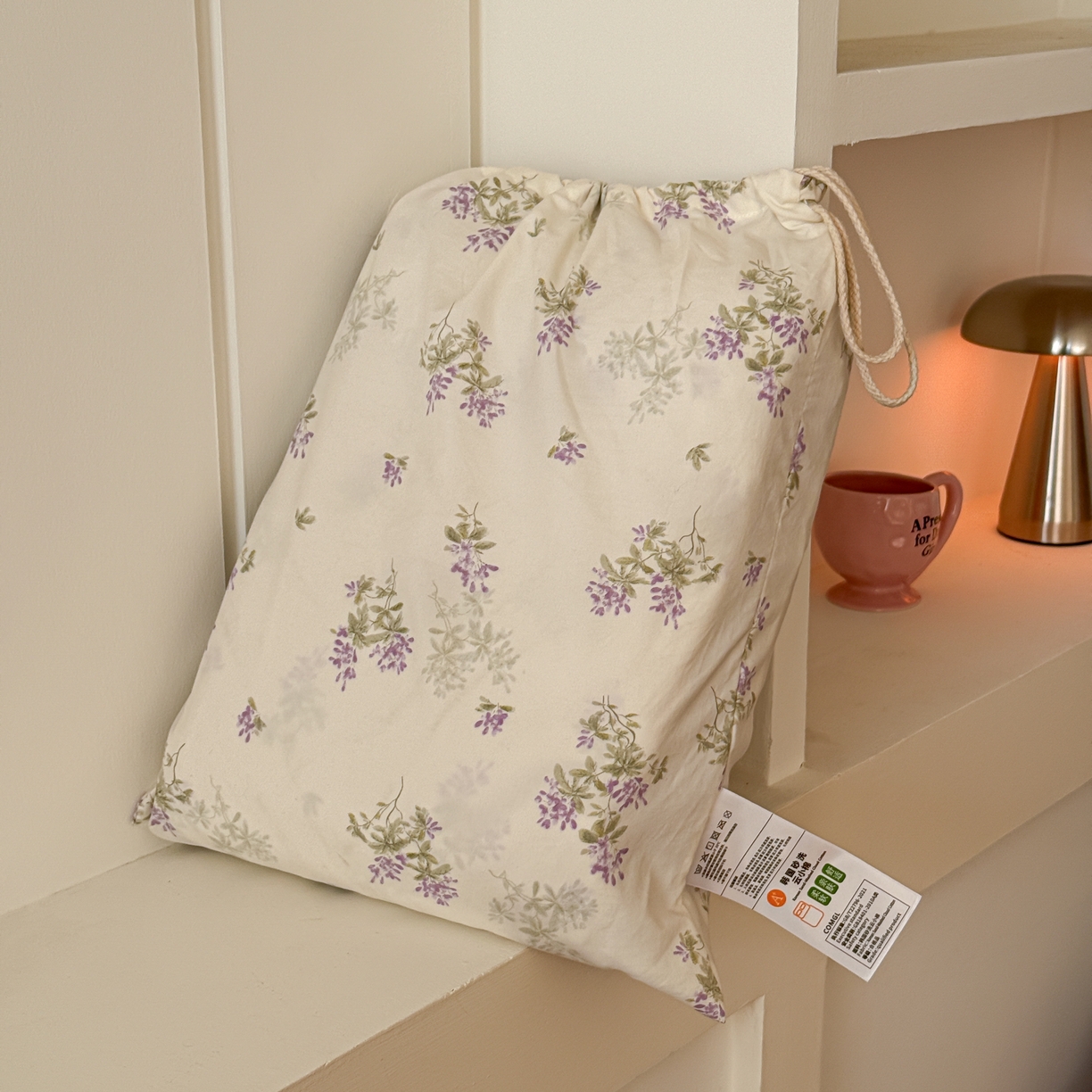 金梦拉家纺 2026新款春夏古法水洗仿棉砂洗云小棉小布袋四件套 夏日紫樱