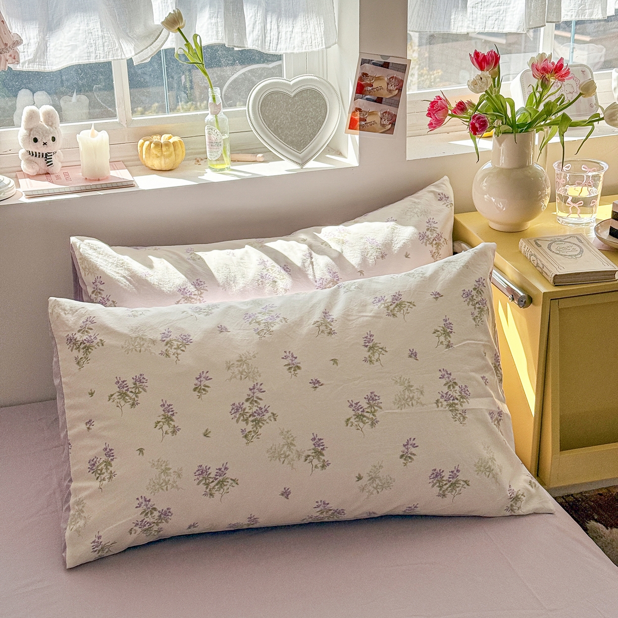 91家纺网 家纺一手货源 找家纺 金梦拉家纺 2026新款春夏古法水洗仿棉砂洗云小棉小布袋四件套 夏日紫樱