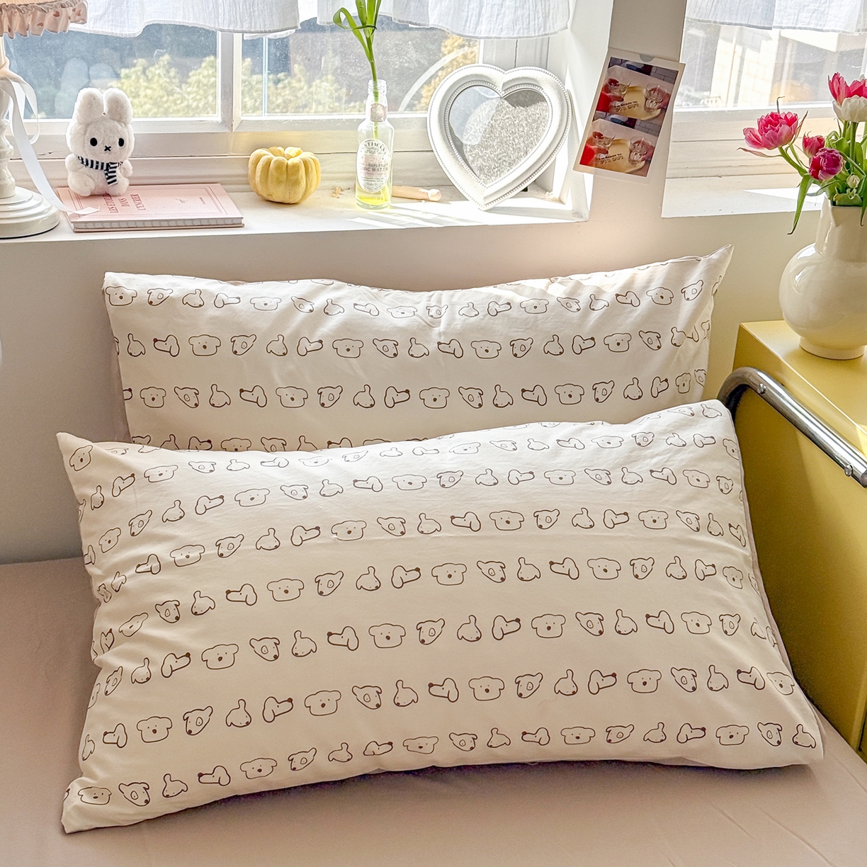 91家纺网 家纺一手货源 找家纺 金梦拉家纺 2026新款春夏古法水洗仿棉砂洗云小棉小布袋四件套 线条狗狗