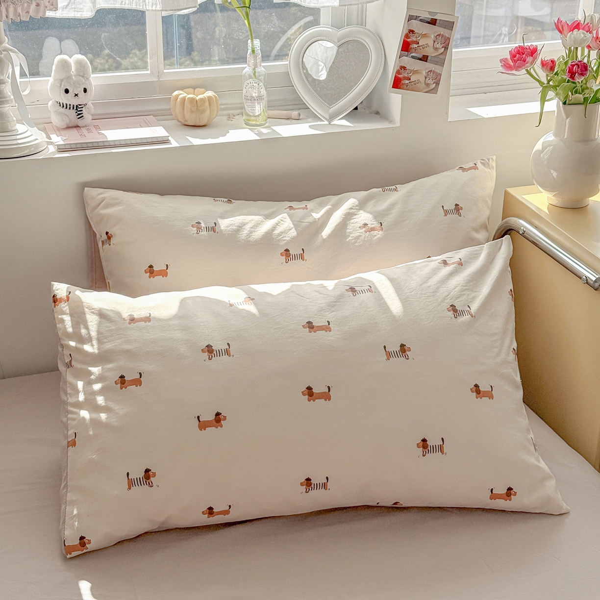 91家纺网 家纺一手货源 找家纺 金梦拉家纺 2026新款春夏古法水洗仿棉砂洗云小棉小布袋四件套 修修狗