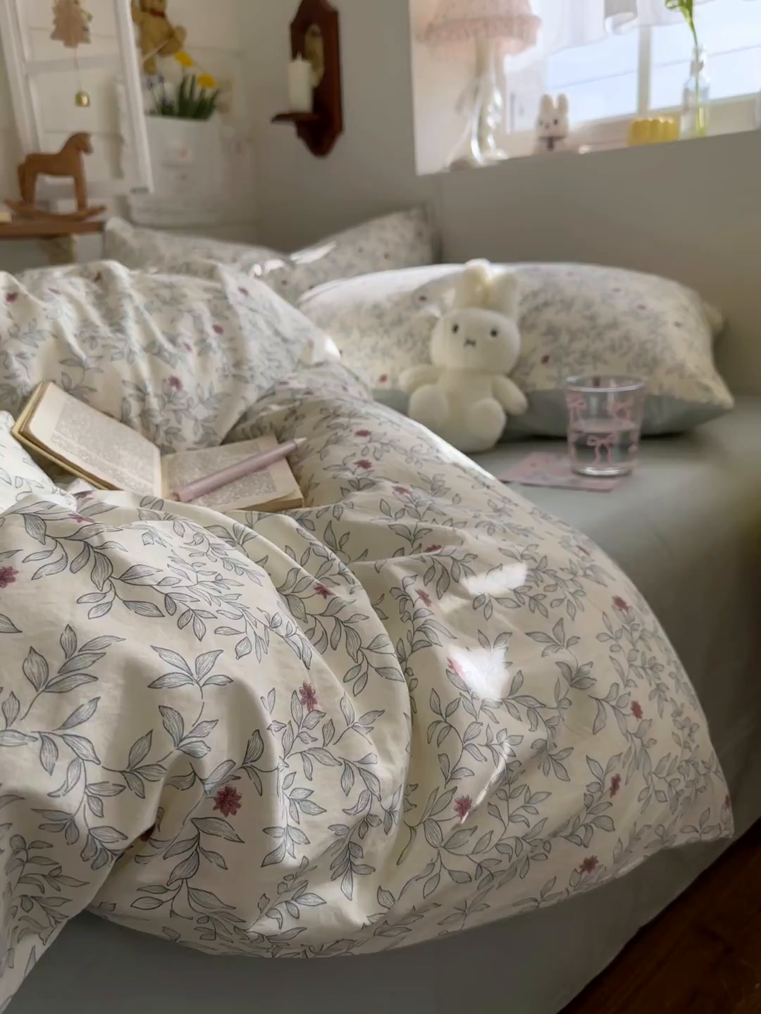 91家纺网 家纺一手货源 找家纺 金梦拉家纺 2026新款春夏古法水洗仿棉砂洗云小棉小布袋四件套 山月铃兰