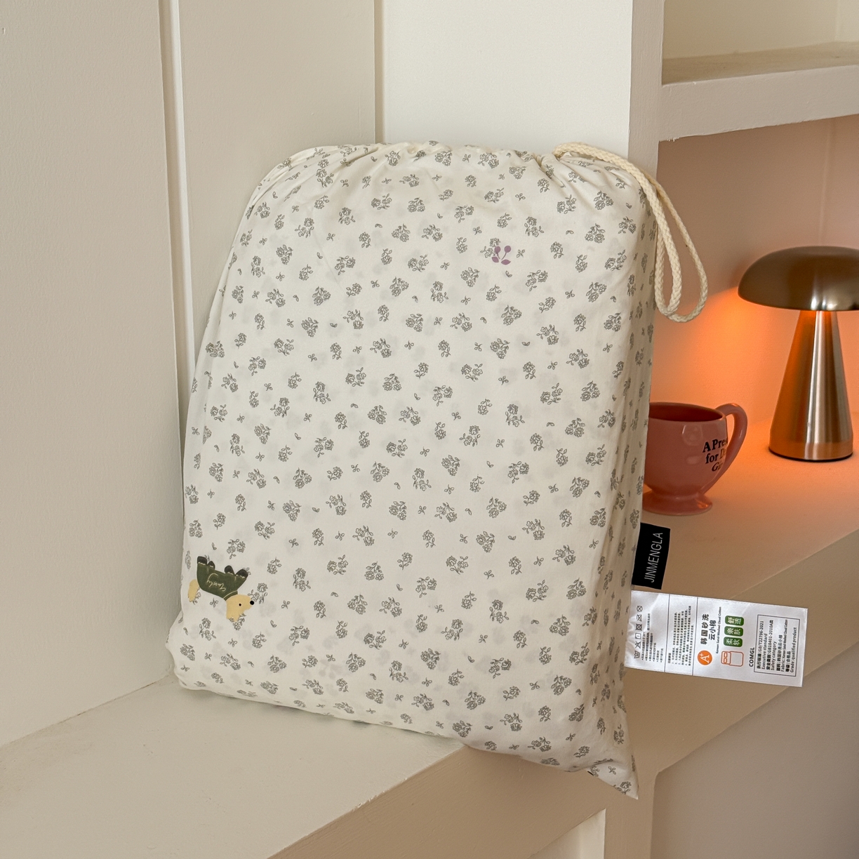 金梦拉家纺 2026新款春夏古法水洗仿棉砂洗云小棉小布袋四件套 碎花萌狗