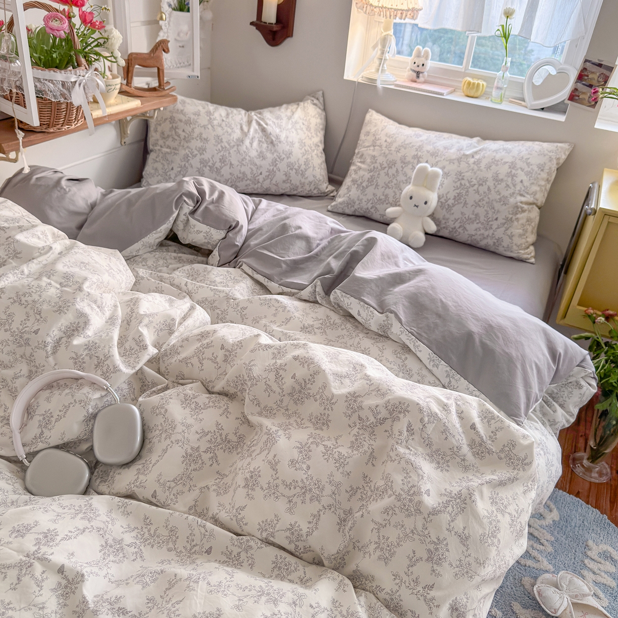 91家纺网 家纺一手货源 找家纺 金梦拉家纺 2026新款春夏古法水洗仿棉砂洗云小棉小布袋四件套 山野