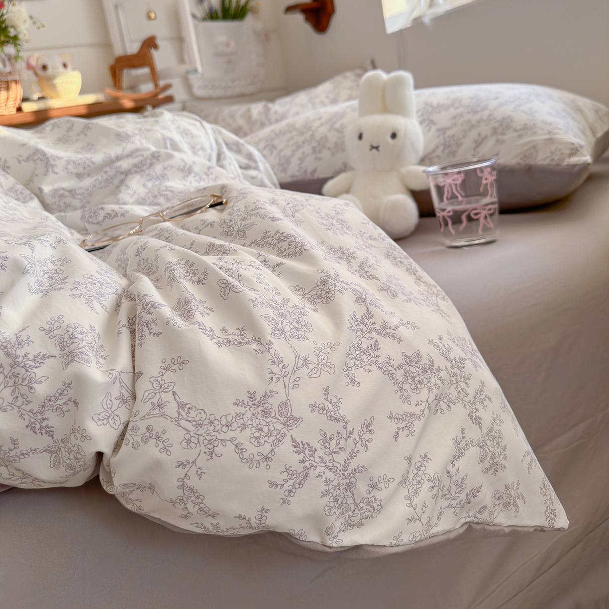 91家纺网 家纺一手货源 找家纺 金梦拉家纺 2026新款春夏古法水洗仿棉砂洗云小棉小布袋四件套 山野