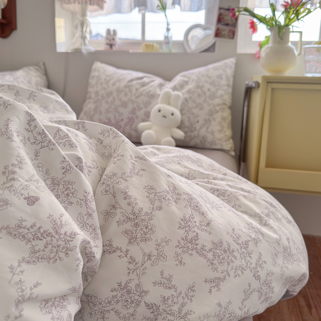 91家纺网 家纺一手货源 找家纺 金梦拉家纺 2026新款春夏古法水洗仿棉砂洗云小棉小布袋四件套 山野