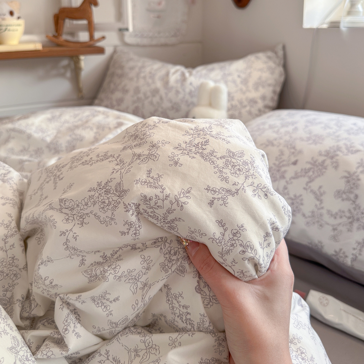 91家纺网 家纺一手货源 找家纺 金梦拉家纺 2026新款春夏古法水洗仿棉砂洗云小棉小布袋四件套 山野