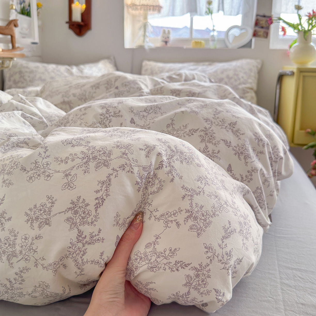 91家纺网 家纺一手货源 找家纺 金梦拉家纺 2026新款春夏古法水洗仿棉砂洗云小棉小布袋四件套 山野